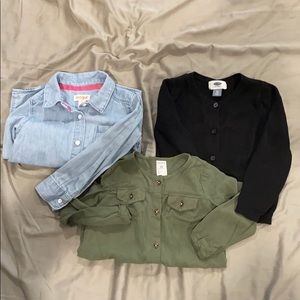 3 pc Lot Girls 3T Tops Sweater Button Up